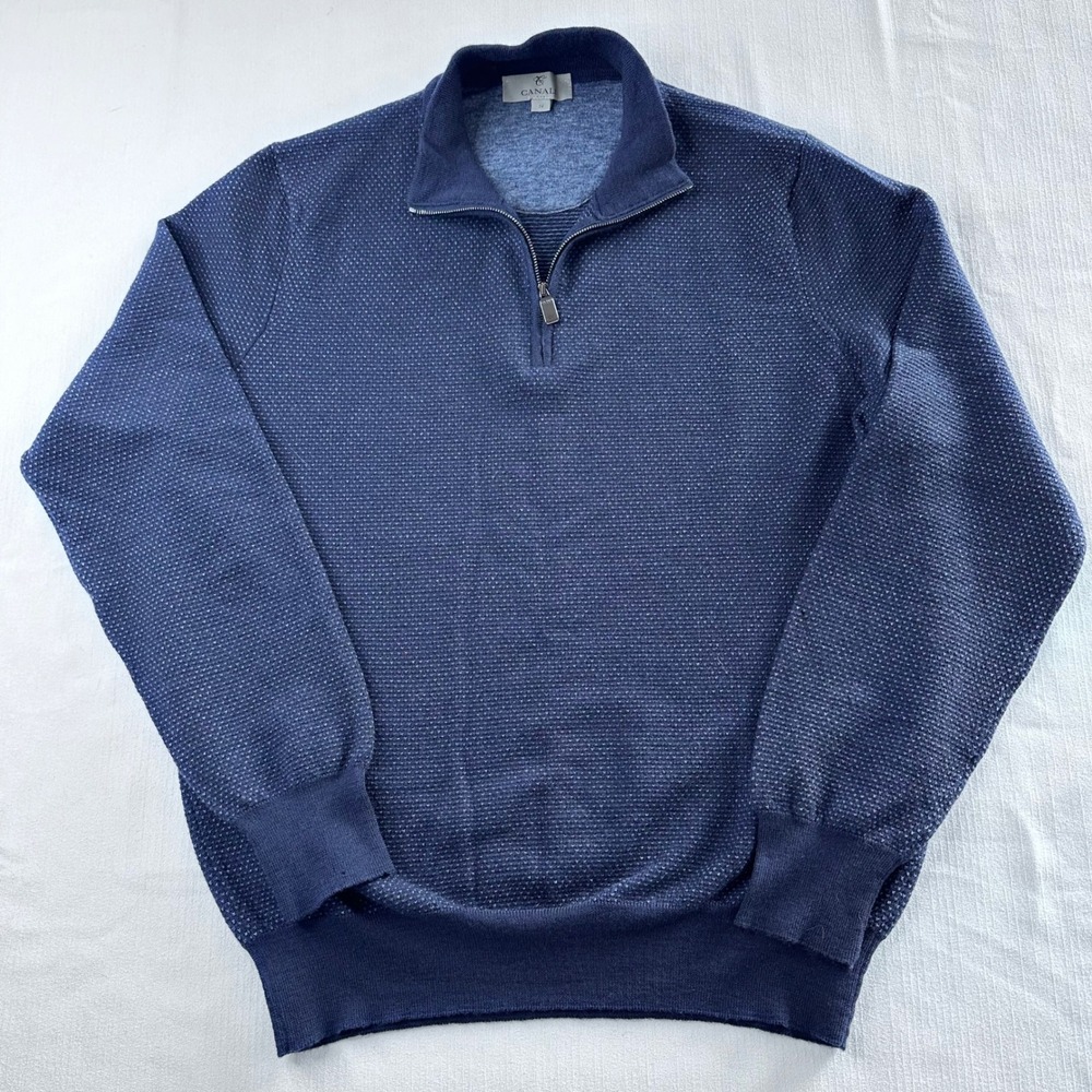 Canali 1/4 Zip Wool Blend Textured Sweater‎ Made in Italy Mens 54
